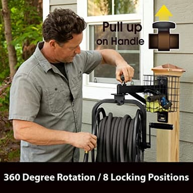 Liberty Garden 712-B Single Arm Navigator Multi-Directional Garden Hose Reel, Holds 125-Feet of, 5/8-Inch, Black - Image 4