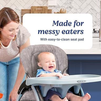 Graco Slim Snacker High Chair, Ultra Slim, Fast-Folding, Multiple Recline Positions, Comfortable Feeding, Whisk - Image 2