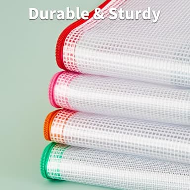 JARLINK A3 (16.5x12.6 in, 12 Pcs) Mesh Zipper Pouch, 12 Colors Extra Large Zipper Bags, Waterproof File Pouches for Office Supplies, Puzzles, Board Game, School, Travel Accessories & Craft Projects - Image 5