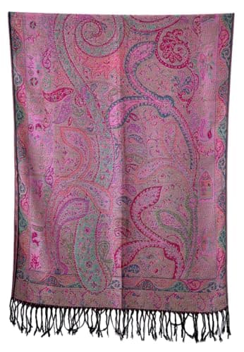 Achillea Soft Silky Reversible Paisley Pashmina Shawl Wrap Scarf w/Fringes (Tapestry Fuchsia) - Image 7