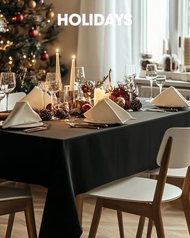 Pureegg Rectangle Table Cloth 60" x 102" – Durable Polyester Tablecloth Offers Reusable & Washable Protection, Ideal for Outdoor Party, Picnic, Wedding, Banquet and Birthday, 2 Pack, Black - Image 6