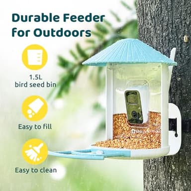 NETVUE by Birdfy Smart Bird Feeder with Camera – AI Identifies Birds Species 2MP Night Vision & App Alerts, 2.4Ghz Wi-Fi Connect IP65 Weatherproof Bird Camera-Gift for Backyard BirdWatchers, Blue - Image 5