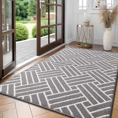 OLANLY Large Indoor Door Mat, 59x35 Inch, Dirt Resistant and Absorbent, Non-Slip Rubber Backing Floor Mats, Easy Clean Low-Profile Doormat for Entryway, Front Door, and Inside Entrance, Grey - Image 1