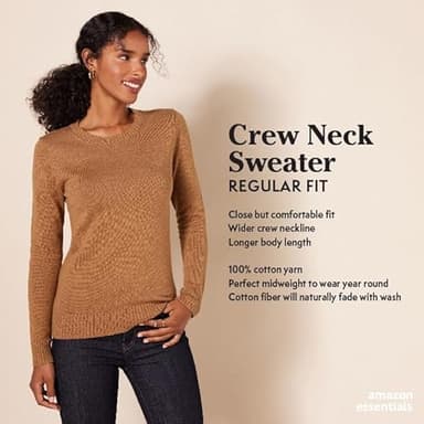 Amazon Essentials Women's Crewneck Sweater, 100% Cotton, Pale Peach, Small, Plus Size Available - Image 2