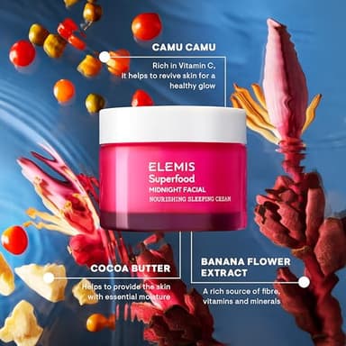 ELEMIS Superfood Midnight Facial - Lightweight Overnight Facial Cream, Prebiotic-Infused Hydrating Gel, Vitamin C Camu Camu Moisturizer, Omega Rich Night Cream - 50ml - Image 5