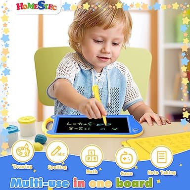 HOMESTEC Astrodraw Drawing Pad Toys, Colorful LCD Writing Tablet for Kids, Doodle Board for Toddlers 3 4 5 6 Years Old, Travel Sensory Space Toy for Boys Girls, Birthday Gift Idea (Blue/Yellow) - Image 3