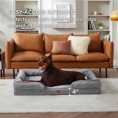 Bedsure XXL Orthopedic Dog Bed for Extra Large Dogs - Washable Giant Dog Cat Bed Waterproof, Comfort Dogs Couch Sofa with Washable Removable Cover, Pet Bed with Nonskid Bottom, Grey, 52" - Image 6
