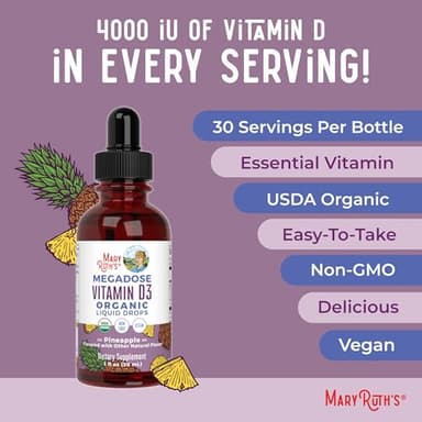 MaryRuth Organics Vitamin D3 Liquid Drops | Megadose 4000 IU | USDA Organic Liquid Vitamin D Spray for Adults & Kids | Immune Support & Bone Health | Vegan | Gluten Free | Non-GMO | 30 Servings - Image 7