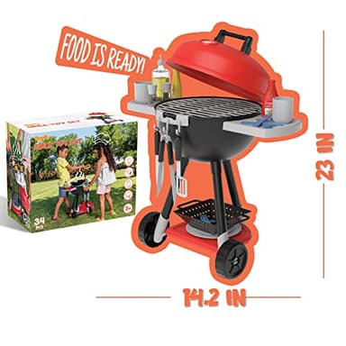 JOYIN 34 PCS Kitchen Toy Set, BBQ Play Grill, Cooking Toy Set, Little Chef Play, Kids Grill Playset Interactive BBQ for Kids with Light & Sound, Birthday Gift for Boys Girls - Image 7