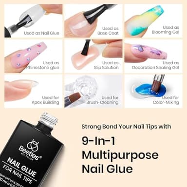 Beetles 9 In 1 Gel Nail Glue Nail Dehydrator Kit for Acrylic Nails Acid Free & Hema-Free Professional Dehydrator Prep for U V Gel Polish Long Lasting Led Lamp Required - Image 3