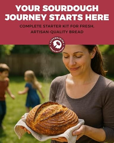 Superbaking Sourdough Starter Jar, Beginner Sourdough Starter Kit, 34oz Wide Mouth Sour Dough Glass Jar with Guides & Recipes, Sourdough Bread Baking Supplies, Sourdough Container Crock - Image 2