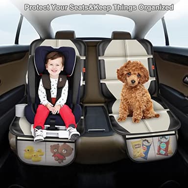 XHYANG Car Seat Protector,2 Pack Car Seat Protectors Baby Carseat Waterproof Durable 600D Fabric for Child Baby Car Seat Mat Vehicle Pet Cover 2 Storage Pockets (2 Pack Beige) - Image 6