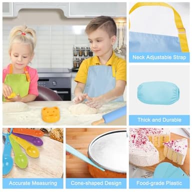 50PCS Toddler Knife Set - Kids Knifes for Real Cooking, Wooden Kids Kitchen Knife Set with Gloves Cutting Board Crinkle Cutters Kid Safe Knives, Toddlers Kitchen Tools - Image 6