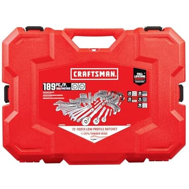 CRAFTSMAN Tool Set, 189 Piece Mechanics Tool Set, 1/4 ,3/8and 1/2 Inch Drive Socket Wrench Set with Thinner Ratchet, Steel 6 and 12point Sockets, Wrenches, Hex Keys and Specialty Bits (CMMT12134) - Image 5