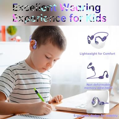 Mehomeli Kids Headphones, Bluetooth 5.2 Air Conduction Open Ear Headphones, 85dB Volume Limiting, Stereo Sound with Mic, IPX5 Waterproof, 20H Playtime, Perfect for School and Outdoor-Deep Blue - Image 3