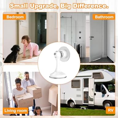 Crosize Magnetic Door Stoppers 2 Pack, Stainless Steel Door Stops for Wall and Floor Mounting, Door Holder Keep Door Open, No Drilling Door Stop with Adhesive Tapes, White - Image 7