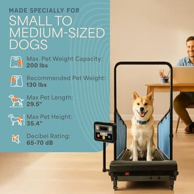 Lifepro PawRunner Dog Treadmill for Small & Medium Dogs, Pet Treadmill for Dogs up to 130lbs, Indoor Running Machine for Fitness, Compact & Durable Pacer Treadmill for Health and Exercise - Image 4