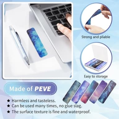 48 Pieces Anxiety Sensory Stickers with Storage Box - Sensory Strips 2 Textured Surface Adhesives Fidget Strips for Office & Classroom Desk Relieve Adult & Teen Stress (Galaxy Style) - Image 4