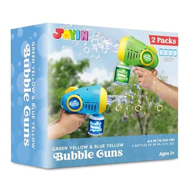 JOYIN 2 Kids Bubble Guns with 4 Bottles Solution, Automatic Bubble Machine Gun with 8 Holes for Kids, Adults, Summer Toys, Easter Basket Stuffers, Birthday Gift, Party Favors - Image 7