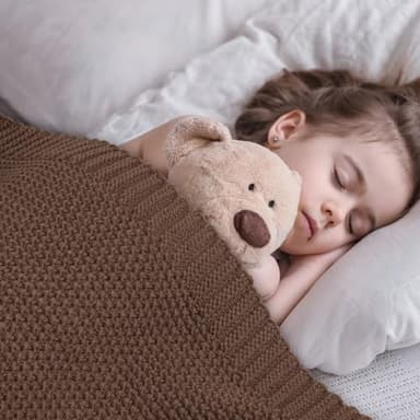 CozeCube Brown Throw Blanket for Couch, Soft Cozy Cable Knit Throw for Bed Sofa Living Room, Lightweight Warm Decorative Farmhouse Christmas Blanket, 50"x60", Dark Brown - Image 6