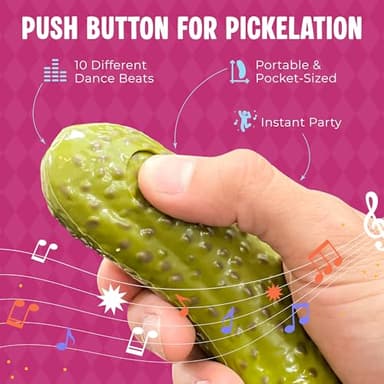 DR DINGUS Party Pickle - 30 Second Dance Party - 10 Original Music Beats - Press Button - Family Friendly for Class, Office, Gift, Making Friends - Image 3