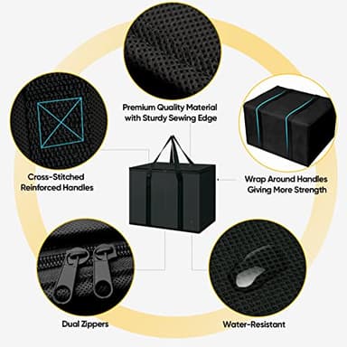 BALEINE 2Pk Insulated Reusable Grocery Bags, Collapsible Cooler Bag for Groceries, Heavy Duty Large Insulated Bag (16''x9''x13'', Charcoal Black) - Image 4