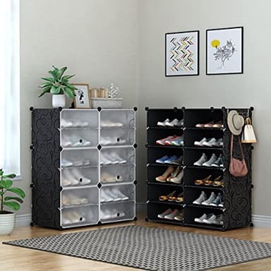 HOMIDEC Shoe Rack Organizer, 6 Tier Storage Cabinet 24 Pair Plastic Shoe Shelves for Closet Hallway Bedroom Entryway - Image 7