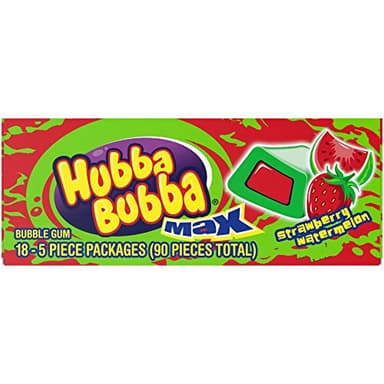 HUBBA BUBBA Bubble Gum Bulk, Chewing Gum Bulk Strawberry Watermelon Flavored, 18 Pack, 5 Pieces, Candy - Image 4