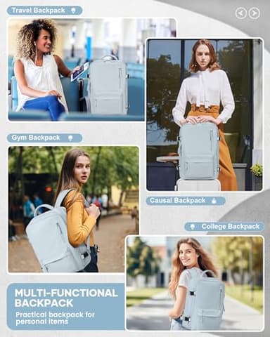 Vacuum Travel Backpack with Pump for Women, Personal Item Carry on Backpacks Flight Approved 18x14x8 inches for Men,Laptop Waterproof Work Compression bags Casual Daypack,Blue - Image 8