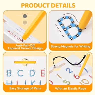 GAMENOTE Double Sided Magnetic Letter & Number Board Set - Alphabet & Numbers Tracing Board for Toddlers, ABC Uppercase & Lowercase Practicing, Math Learning, Educational Toys for Kids - Image 5
