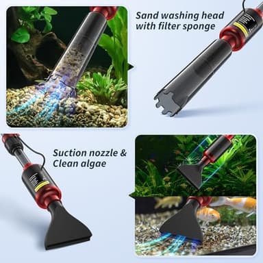 Fish Tank Cleaner - Aquarium Gravel Cleaner, 530GPH/32W Electric Fish Tank Cleaning Tools, Adjustable Water Flow Fish Tank Gravel Cleaner Vacuum, Aquarium Cleaner Kit for Water Changing, Wash Sand - Image 6