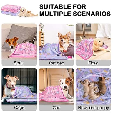 Dono 1 Pack 2 Dog Blankets, Soft Fluffy Fleece Pet Blanket Warm Sleep Mat Paw Print Design Puppy Kitten Throw Blankets Doggy Blanket for Dogs - Image 7