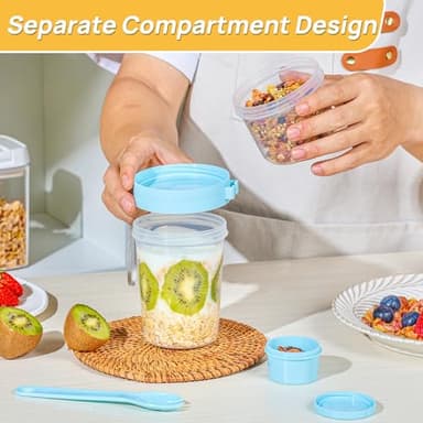 Vtopmart 4 Pack 27oz Yogurt Parfait Cups with Lids and Spoons, Overnight Oats Containers, Reusable Topping Compartment for Breakfast with Yogurt, Cereal or Oatmeal On-the-Go - Image 5