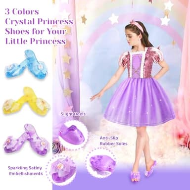 Meland Princess Dress Up for Girls 3-6, Dress Up Clothes for Girls with Princess Shoes Toy, Birthday Gift for Toddlers - Image 5