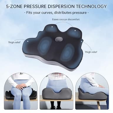 lefarfadet Seat Cushion, X-Large Memory Foam Office Chair Cushion, for Pressure Relief Sciatica & Pain Relief for Long Sitting Hours on Office/Home Chair, Car, Wheelchair - Image 4