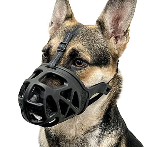 BARKLESS Dog Muzzle, Basket Muzzle for Biting, Chewing and Scavenging, Humane Cage Mouth Cover, Perfect for Grooming and Training Large Aggressive Reactive Dogs (L, Black) - Image 1