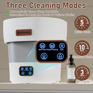 Portable Washing Machine - The Upgraded 12L Foldable Mini Washer with Powerful Cleaning & Low-Noise Design | Perfect for Household, Baby Clothes, Travel, Apartments/Dorms/RVs (Grey-White) - Image 3