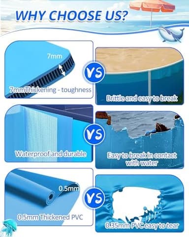 YSJILIDE Dog Pools for Large Dogs, 2-in-1 Sprinkler Pool for Kids Non-Slip Dog Swimming Pool for Outdoor Backyard Kids Dogs Ducks and Pet Baths 70" x 12" - Image 4