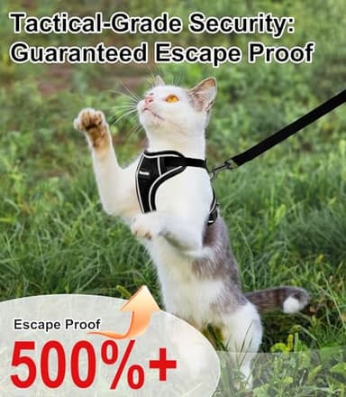 Cat Harness and Leash for Walking Escape Proof Soft Adjustable Cat Leash Breathable Comfortable Vest Easy to Wear Kitten Harness for Outdoor Travel Black M - Image 2
