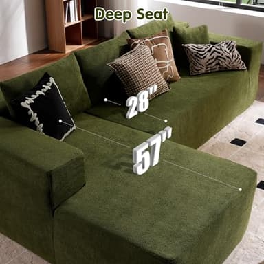 ovios 104" Cloud Sectional Couch with L-Shape Chaise,Modern Modular Sofa with Deep Seat, Upholstered Couches for Living Room Bedroom,No Assembly Required, Green (Cloud Velvet) - Image 3