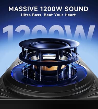 1200W Subwoofer, Slim Underseat Car Subwoofer and Amp Package with Ambient Light, Individual Control for Low Pass/Gain/Boost Bass, Loud Stereo Sound, Deep Bass Perfect for Truck/SUV/Jeep/MPV (Black) - Image 2
