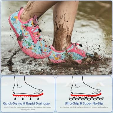 Built-in Heel Grips Water Shoes for Kids Girls Boys Hiking Shoes Wide Barefoot Swim Beach Pools Aqua Socks Slip-On Quick Dry Lightweight for Big Little Kids Toddler - Image 3