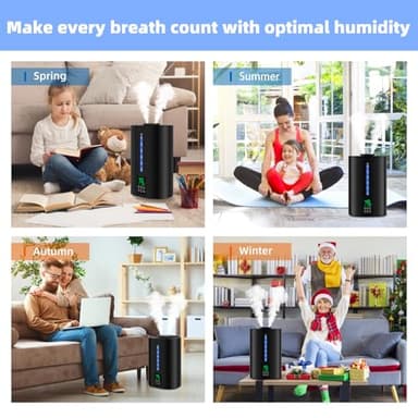 Coolfiqu 6L Humidifiers for Bedroom Large Room Home, Cool and Warm Humidifier for Plants Mist Top Fill Desk Humidifier Essential Oil Diffuser, Quiet Humidifiers with Adjustable Mist,360°Nozzle-Black - Image 9