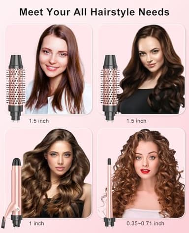 Nimmu Curling Iron Set with Thermal Brush Ceramic Curling Wand (0.35"-1"), 1 1/2 Inch Pro Heated Round Brush Create Blowout Look & Natural Curls, 30S Fast Heat Up, Detachable Dual Voltage Hair Curler - Image 2
