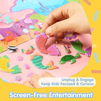 JOYIN Mermaid Dress-Up Reusable Sticker Book for Toddlers, 3D Sticker Books for Kids 3 4 5, Travel Essentials, Airplane Activity Toys, Crafts Gifts, Birthday Gifts - Image 4