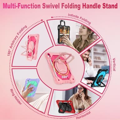 WESOROL Case for iPad (A16) 11th Generation 11 Inch (2025) iPad 10th Generation 10.9 Inch (2022),Full-Body Drop Protection i Pad Case 10th Gen with Rotating Stand Screen Protector Pencil Holder,Rose - Image 3