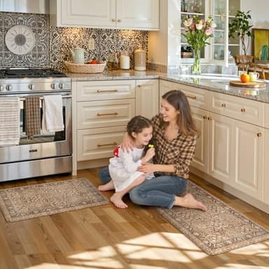 KIMODE Anti Fatigue Kitchen Mat, Boho Distressed Kitchen Rugs Sets of 2, Non Slip Kitchen Mat for Floor, Cushioned Comfort Standing Mat for Sink, Laundry, Office, Desk 17"x47"+17"x29" - Image 9