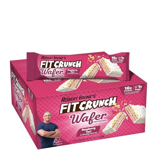 FITCRUNCH Wafer Protein Bars, Designed by Robert Irvine, 16g of Protein & 1g of Sugar (9 Bars, Raspberry Tart) - Image 1