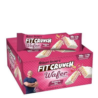 FITCRUNCH Wafer Protein Bars, Designed by Robert Irvine, 16g of Protein & 1g of Sugar (9 Bars, Raspberry Tart) - Image 1