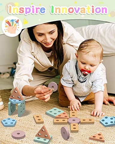 Yetonamr Montessori Toys for 1 2 3 Years Old Boys Girls Birthday Gifts, Wooden Sensory Toys for Ages 2-4 Toddlers Kids Baby, Toddler Learning Toy Activities Puzzles Ages 1-3 - Image 2